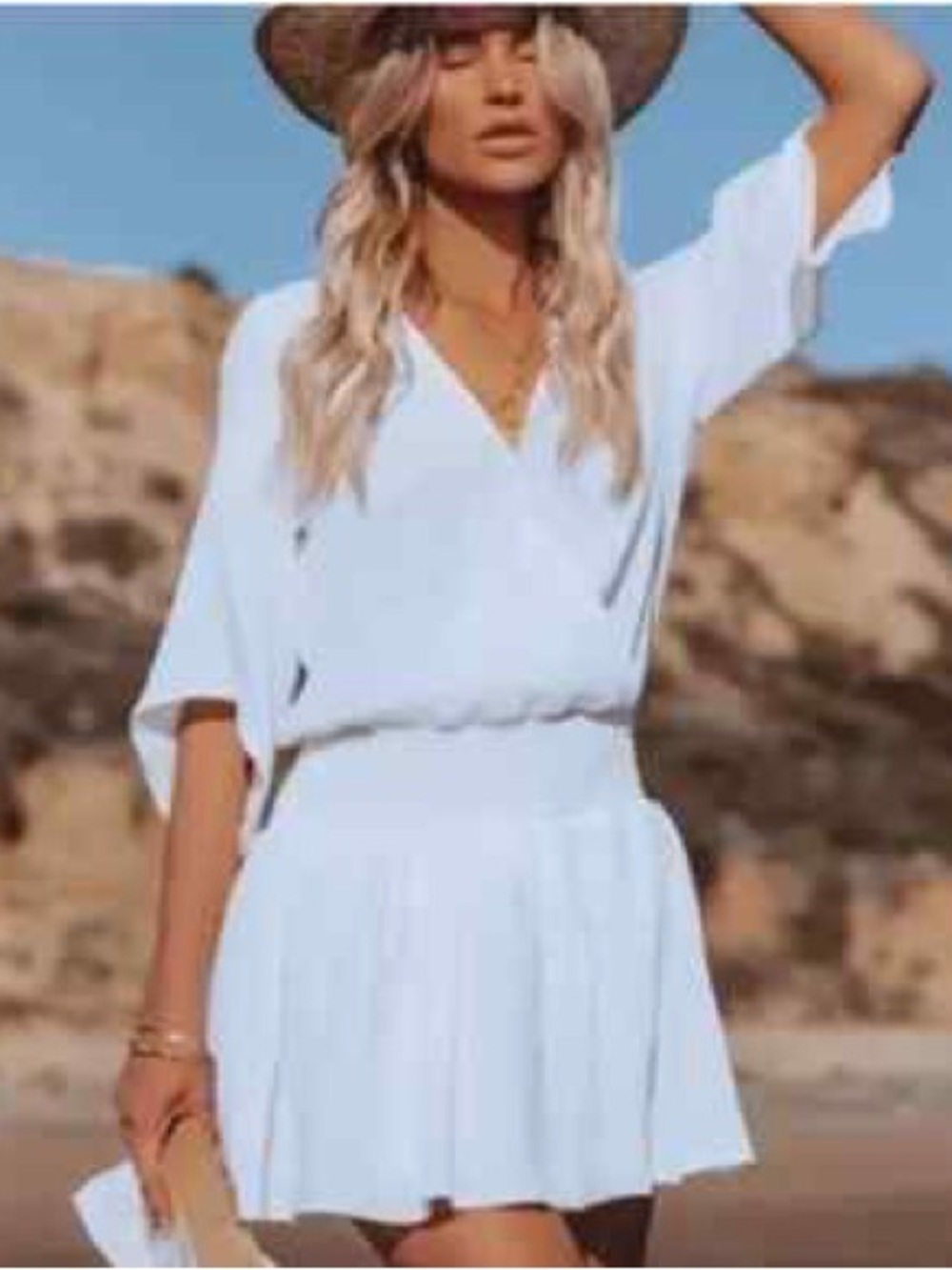 NWT Miou Muse Always A Good Time Gauze Smocked Waist Mini Dress L